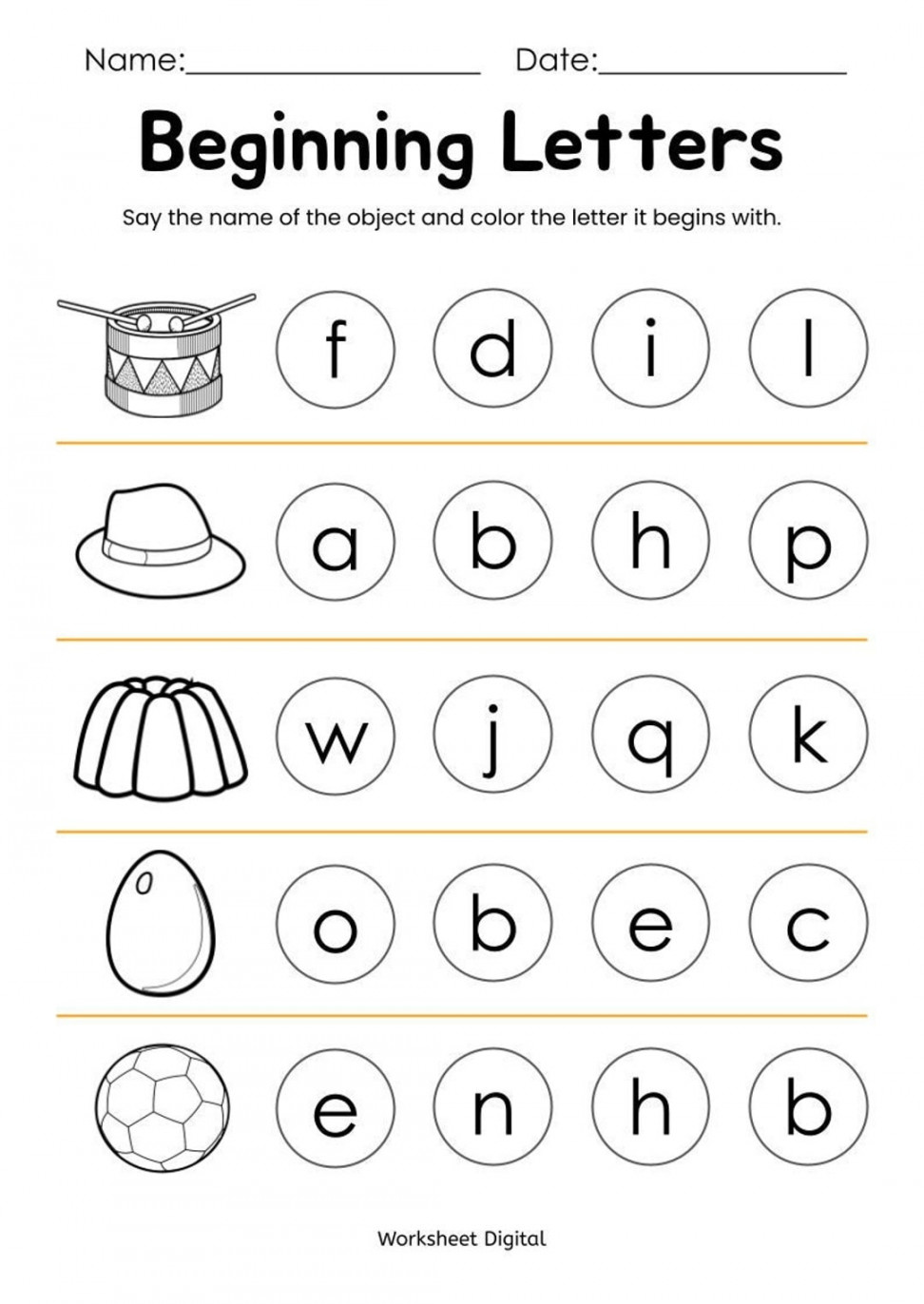 Printable Beginning Letters Worksheets for Kindergarten - Etsy