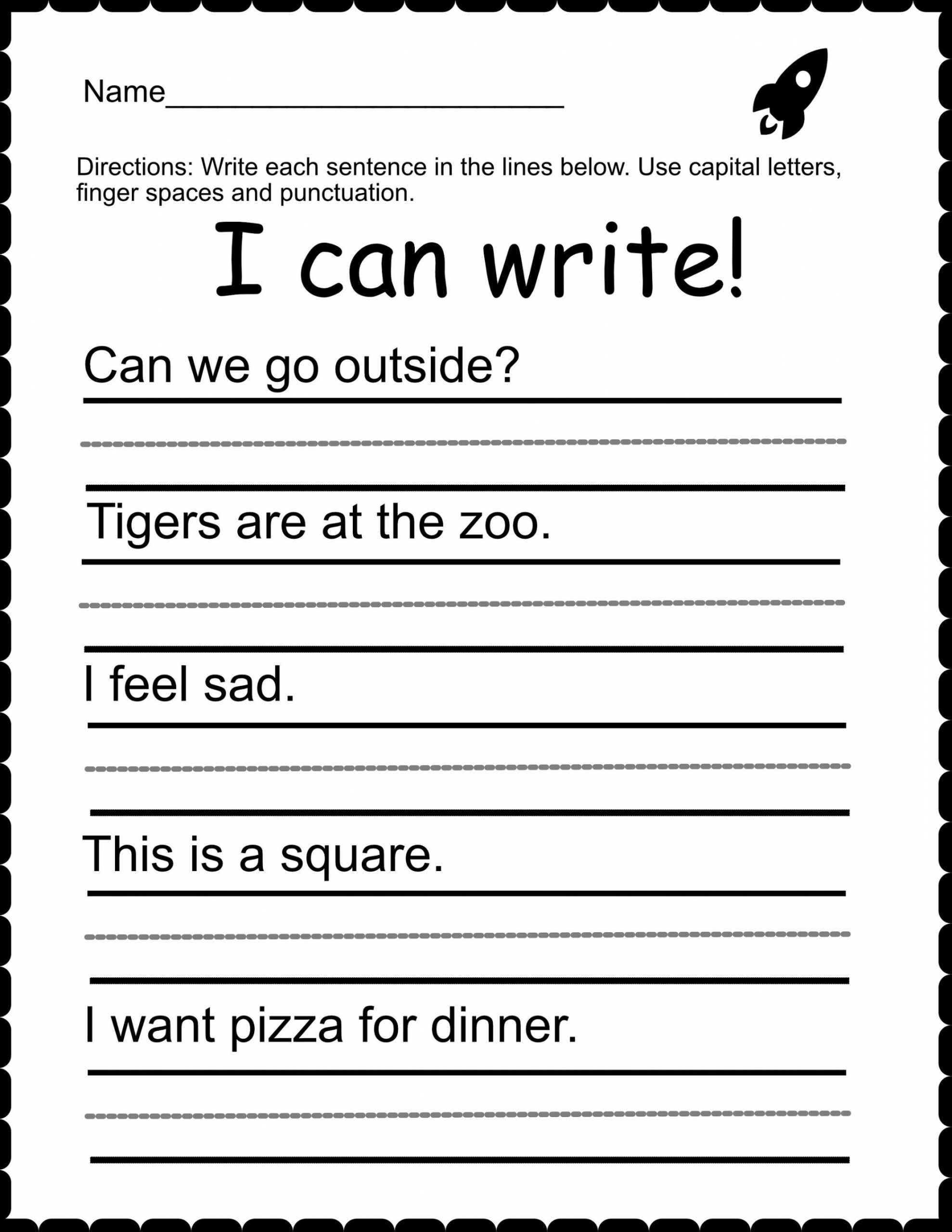 Printable-st Through rd Grade-sentence Writing-spelling