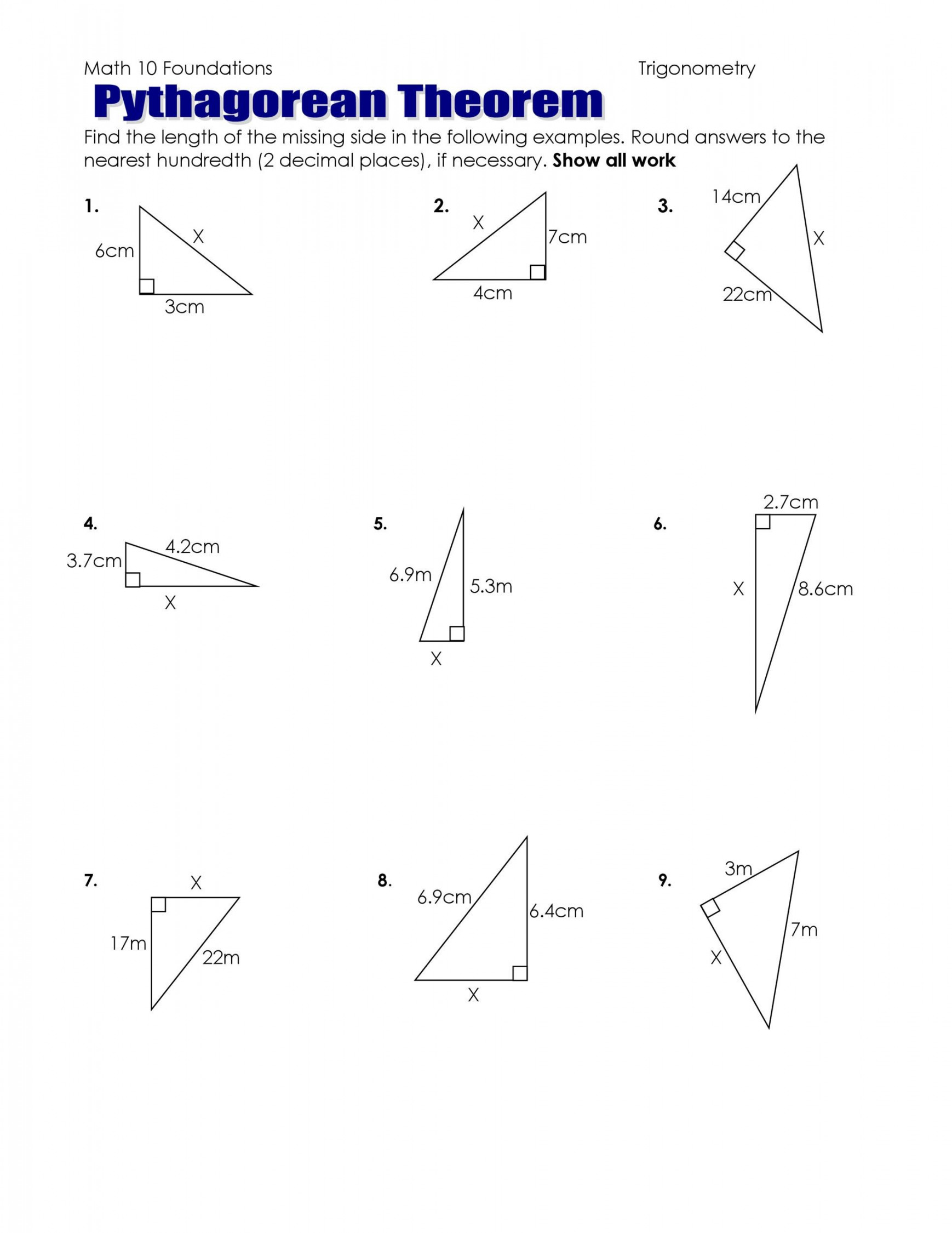 Pythagorean Theorem Worksheet with Answers [Word + PDF]