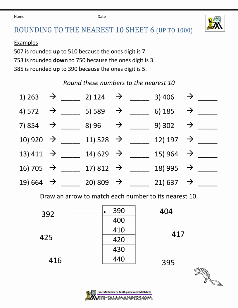 Rounding to the nearest  Worksheets