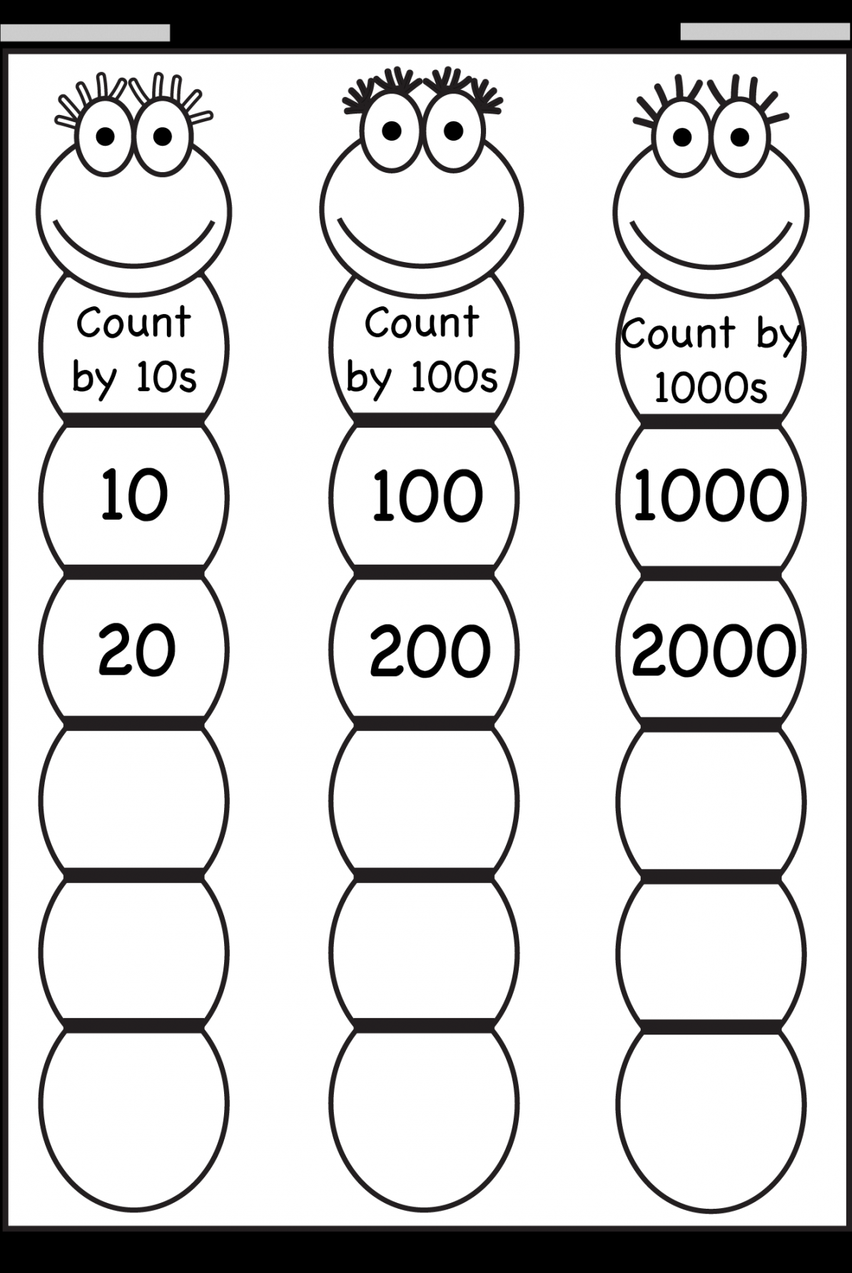 Skip Counting by , 0 and 00 / FREE Printable Worksheets