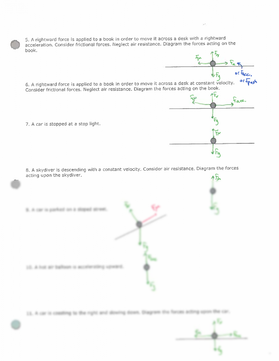 SOLUTION: Free body diagram worksheet with answers - Studypool