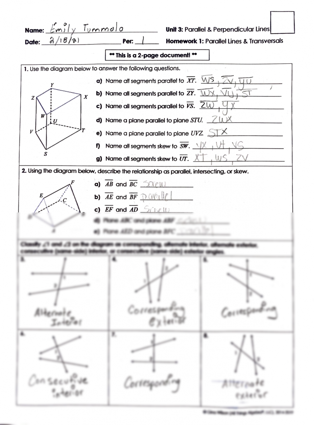 SOLUTION: Unit  Parallel & Perpendicular Lines & Transversals