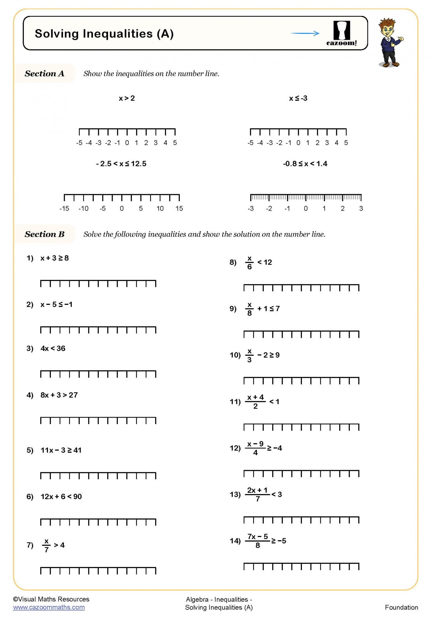 Solving Inequalities (A) Worksheet  Fun and Engaging PDF Worksheets