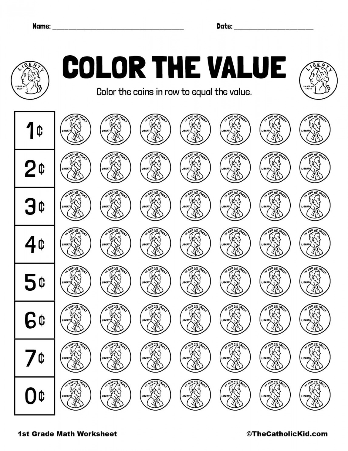 st Grade Money Worksheet - TheCatholicKid