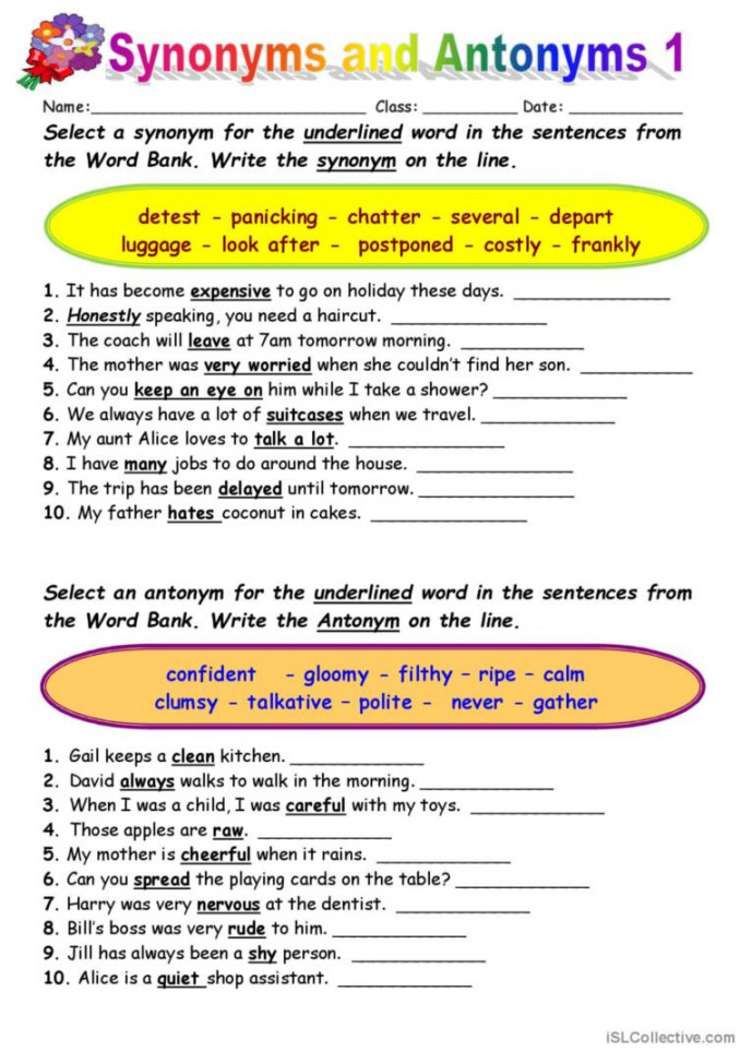 Synonyms vs Antonyms  warmer, fille: English ESL worksheets pdf