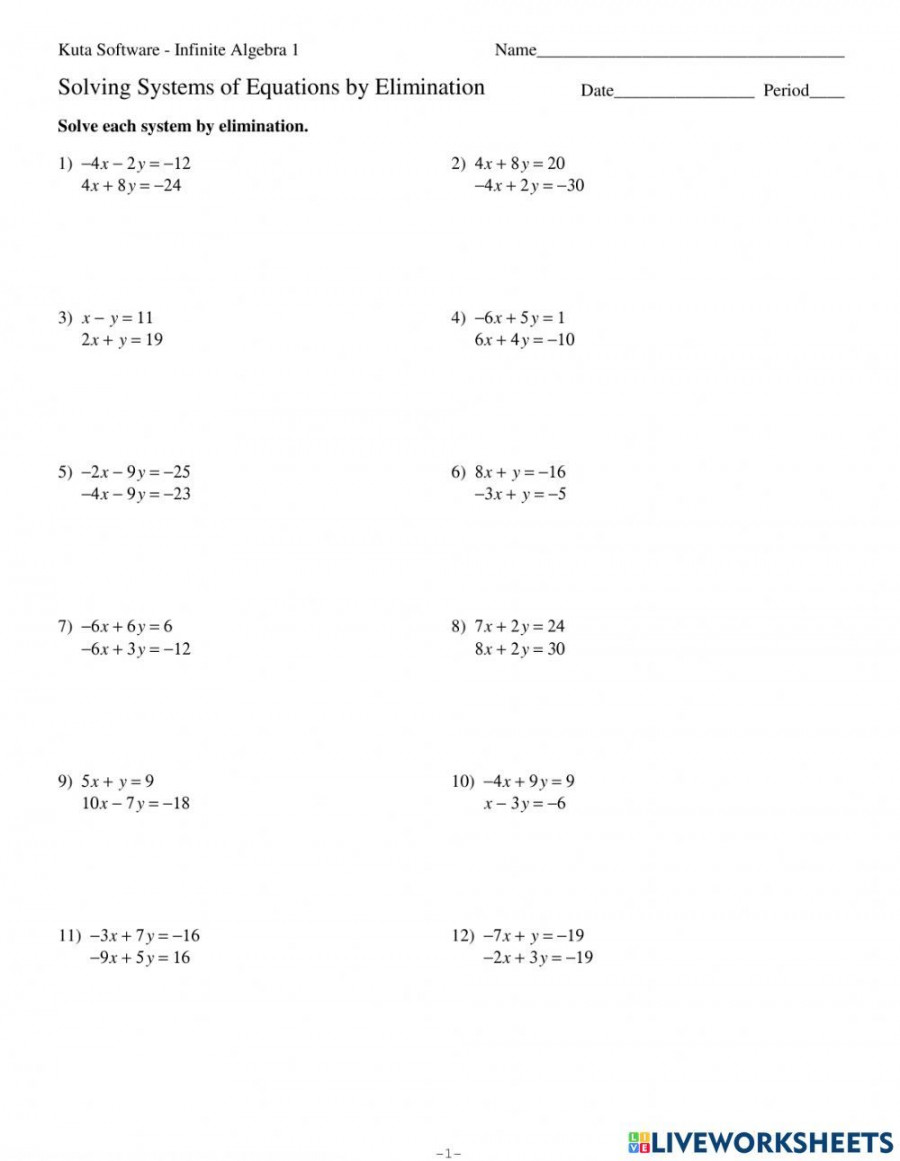 Systems Of Equations Practice Worksheet New Systems Of Equations