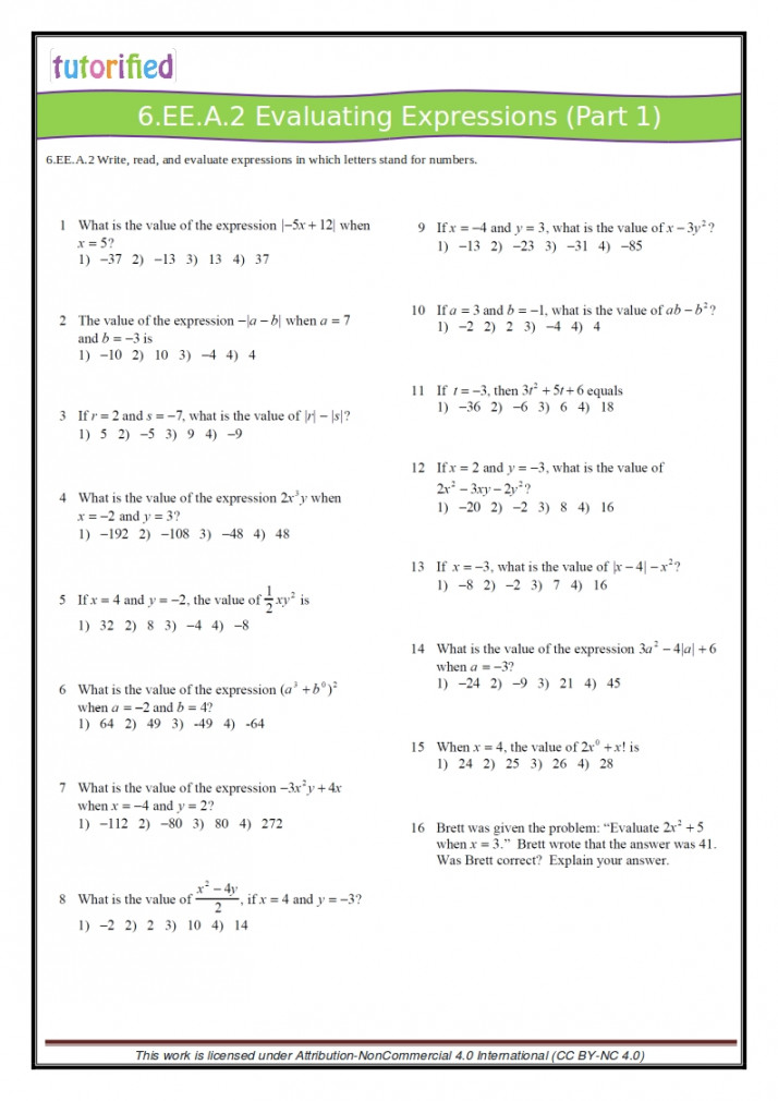 th Grade Common Core Math Worksheets