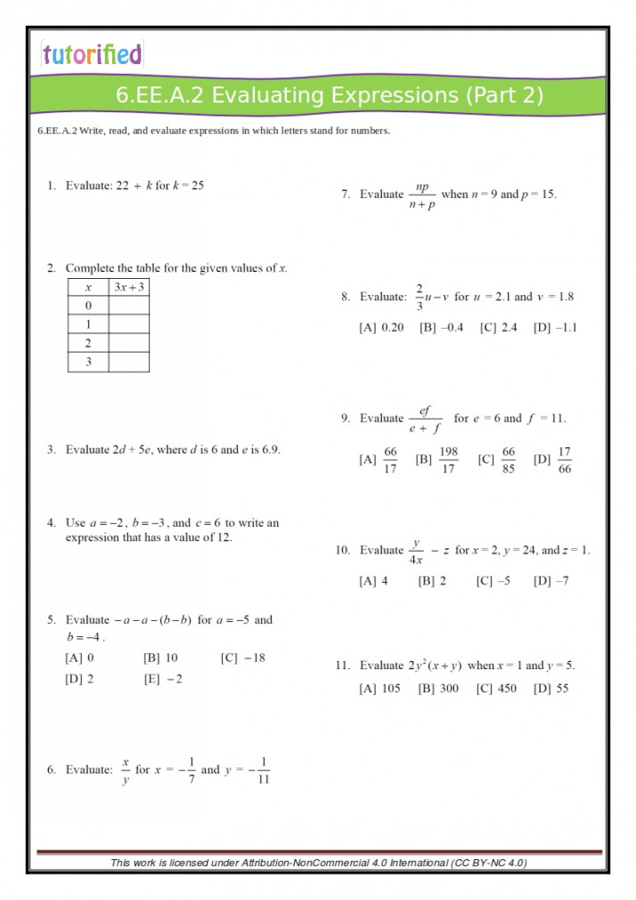 th Grade Common Core Math Worksheets