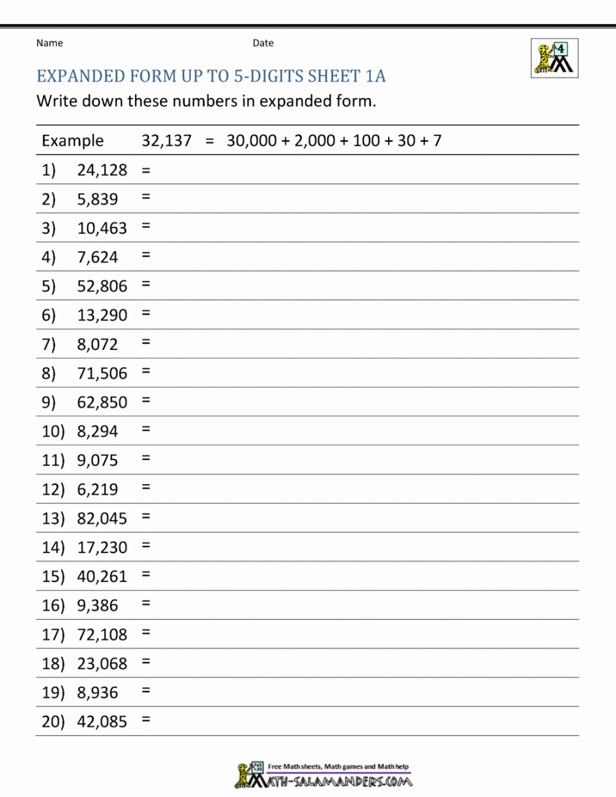 th Grade Place Value Worksheets