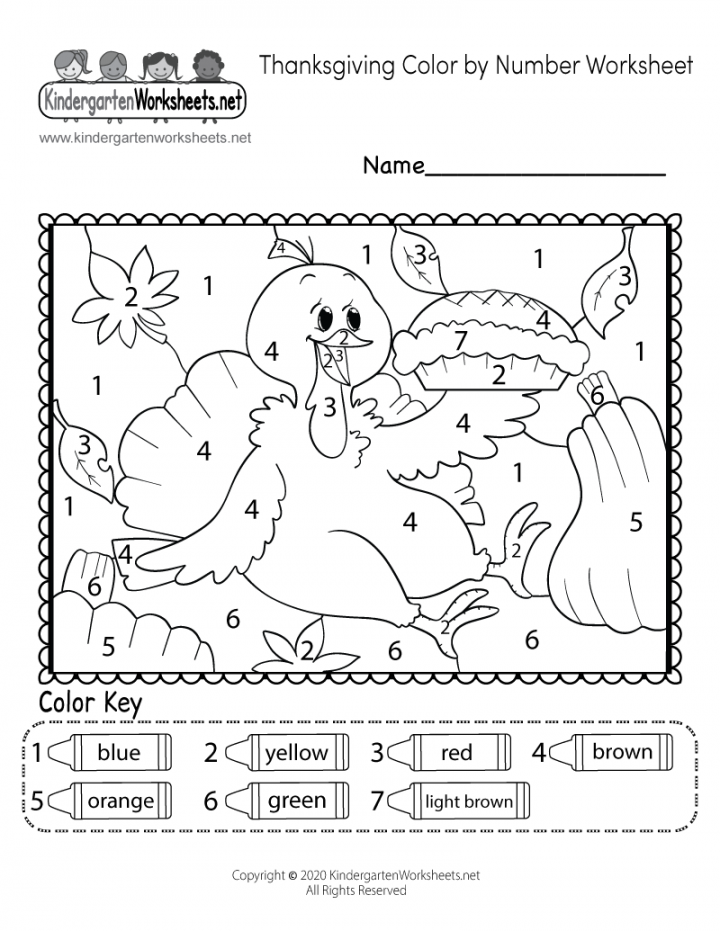 Thanksgiving Color by Number Worksheet - Free Printable, Digital