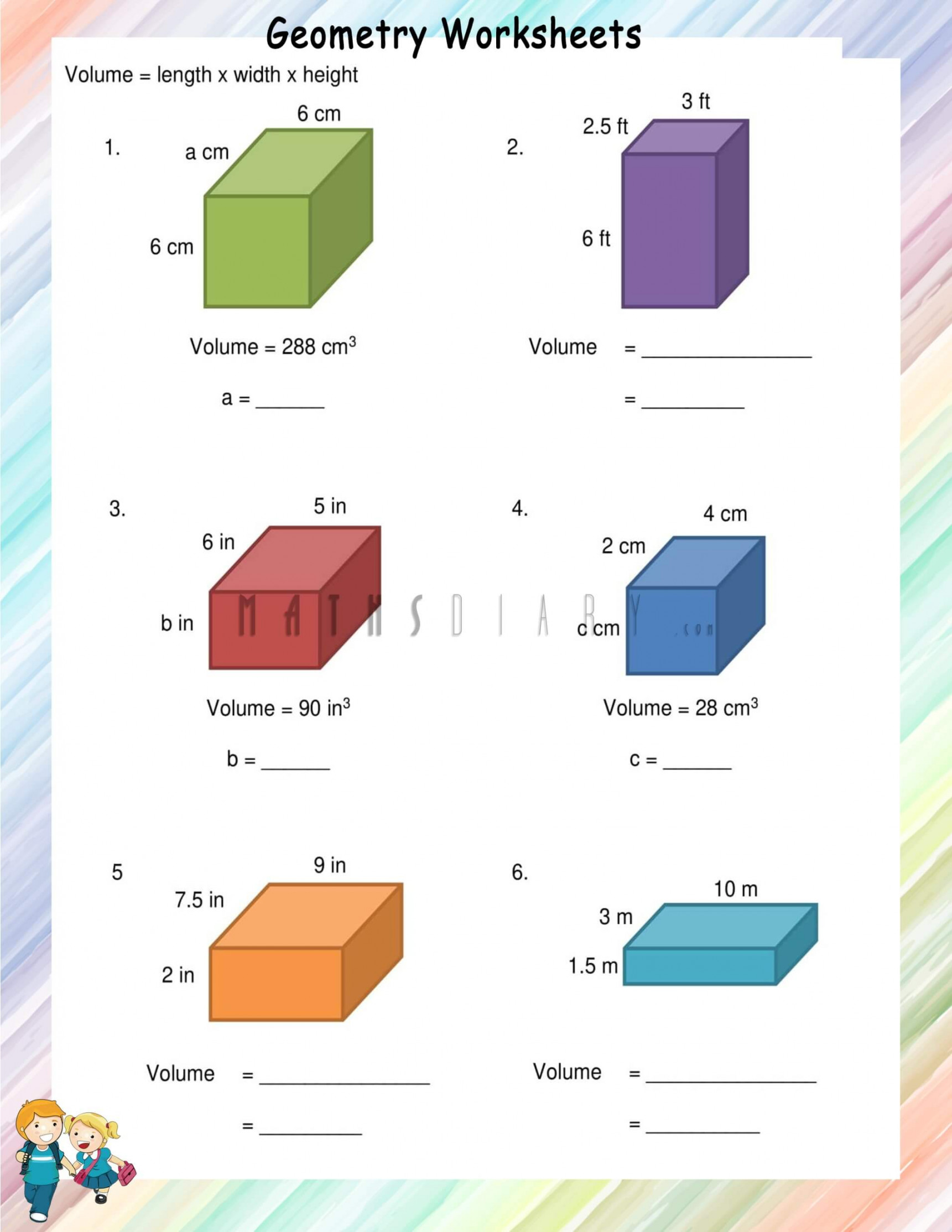 Volume of rectangular prisms and cubes - Math Worksheets