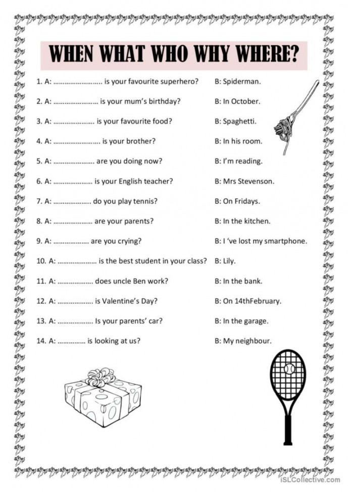 When what who why where: English ESL worksheets pdf & doc