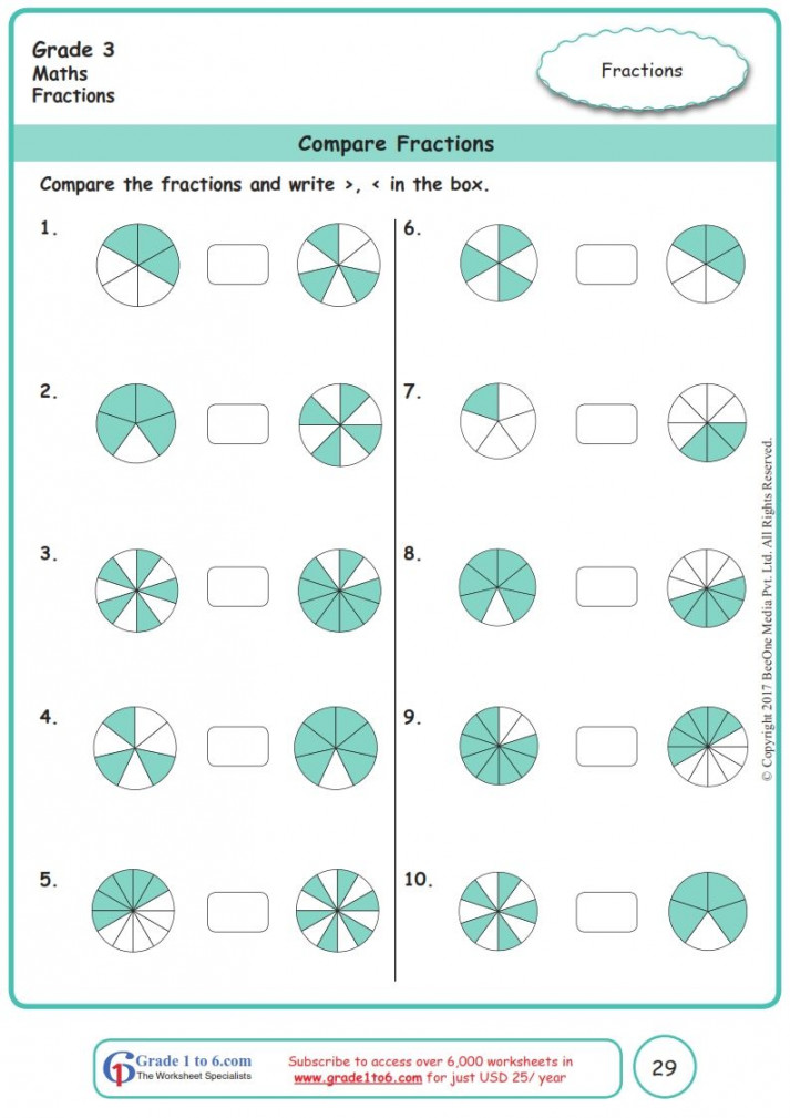 Worksheet Grade  Math Compare Fractions  Fractions worksheets