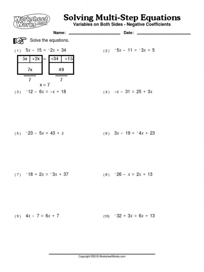 Worksheetworks Solving Multistep Equations -  PDF