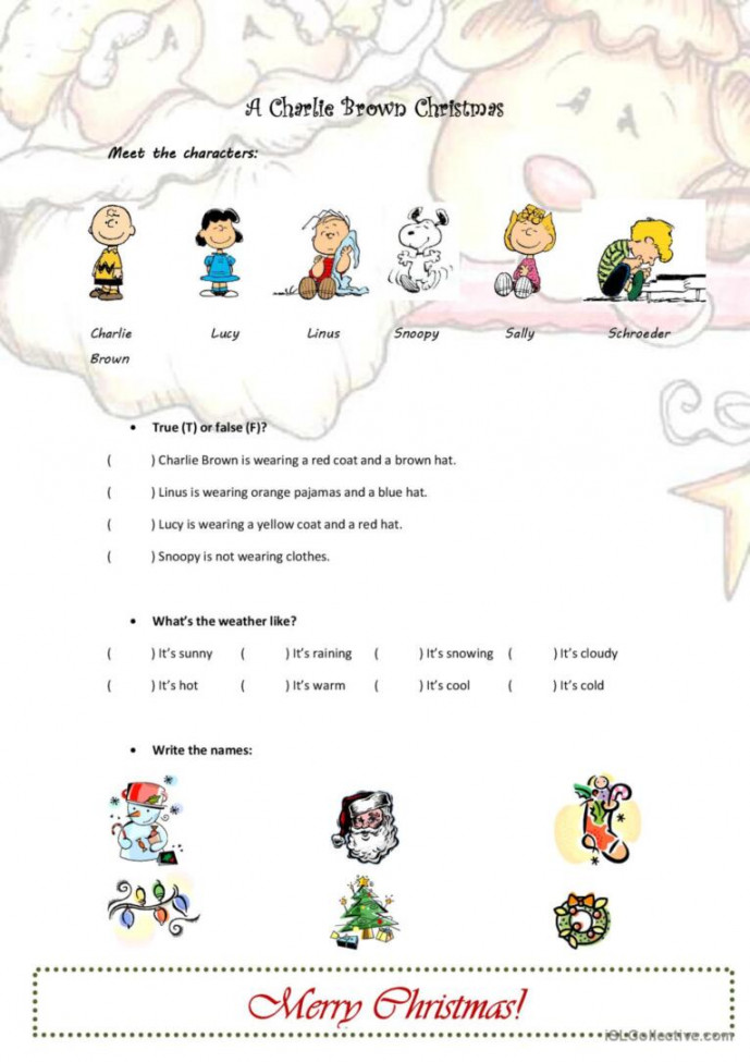 A Charlie Brown Christmas pictur: English ESL worksheets pdf & doc