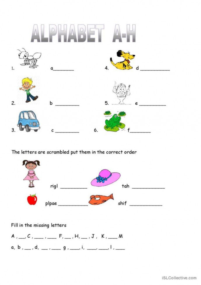 Alphabet worksheet practice A-H: English ESL worksheets pdf & doc