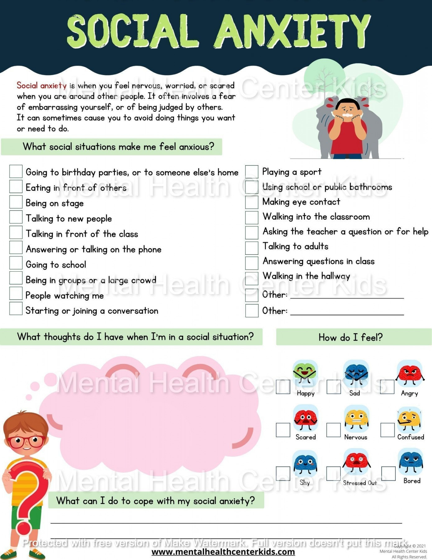 Anxiety Worksheets for Kids