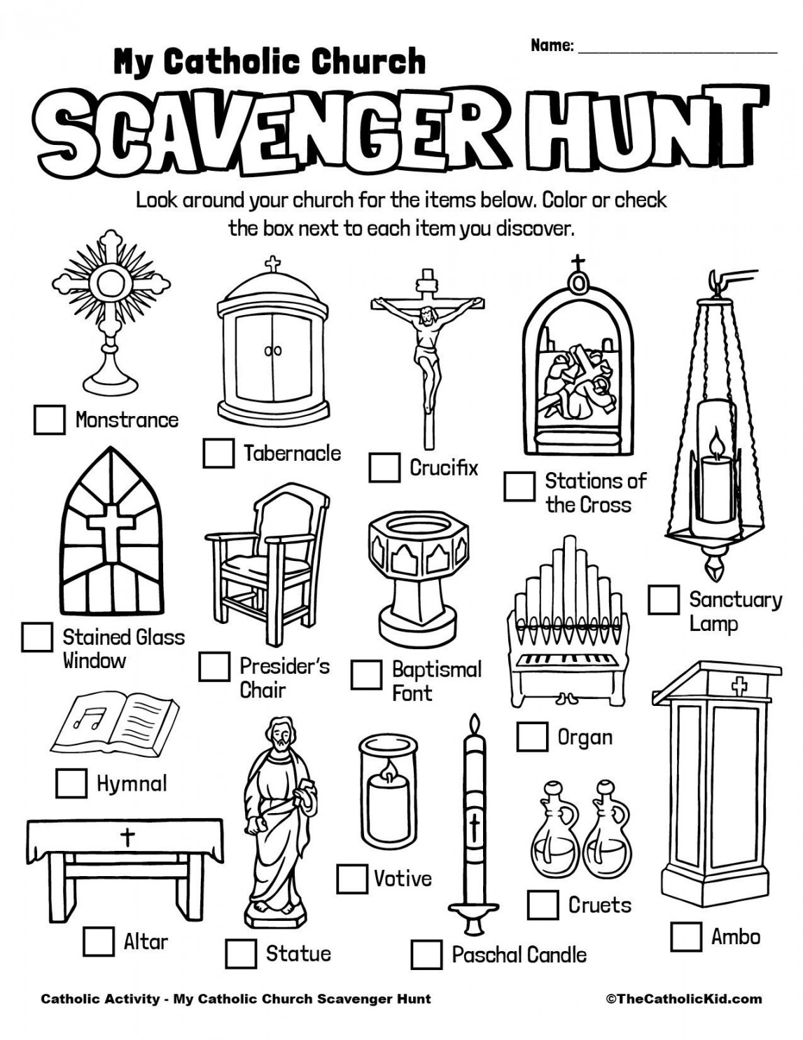 Catholic Scavenger Hunt for Kids - Free Printable - TheCatholicKid