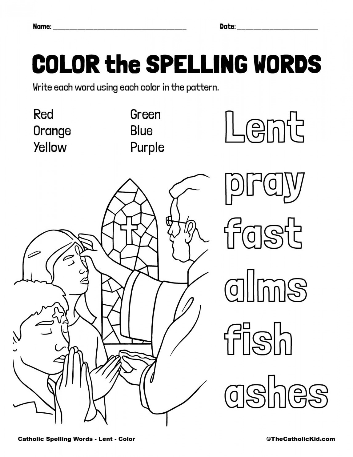 Catholic Spelling & Vocabulary Words Lent Worksheets