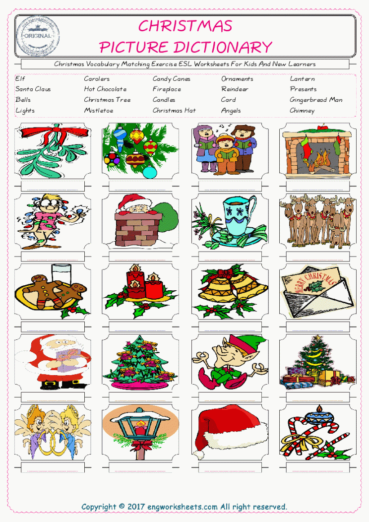 Christmas English ESL Vocabulary Worksheets - - EngWorksheets