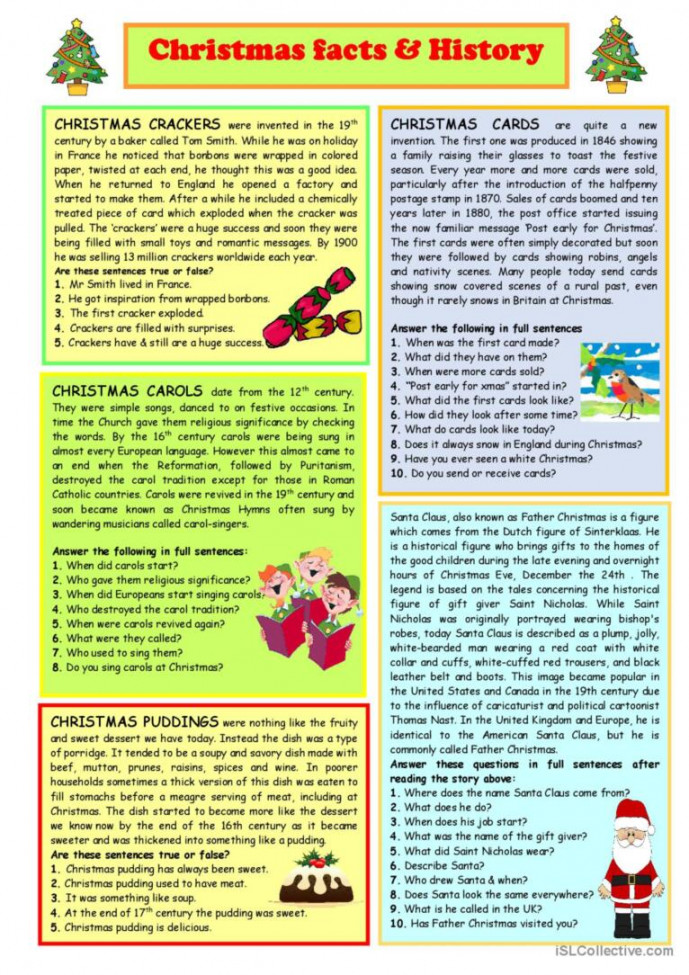 Christmas Facts & History reading fo: English ESL worksheets pdf