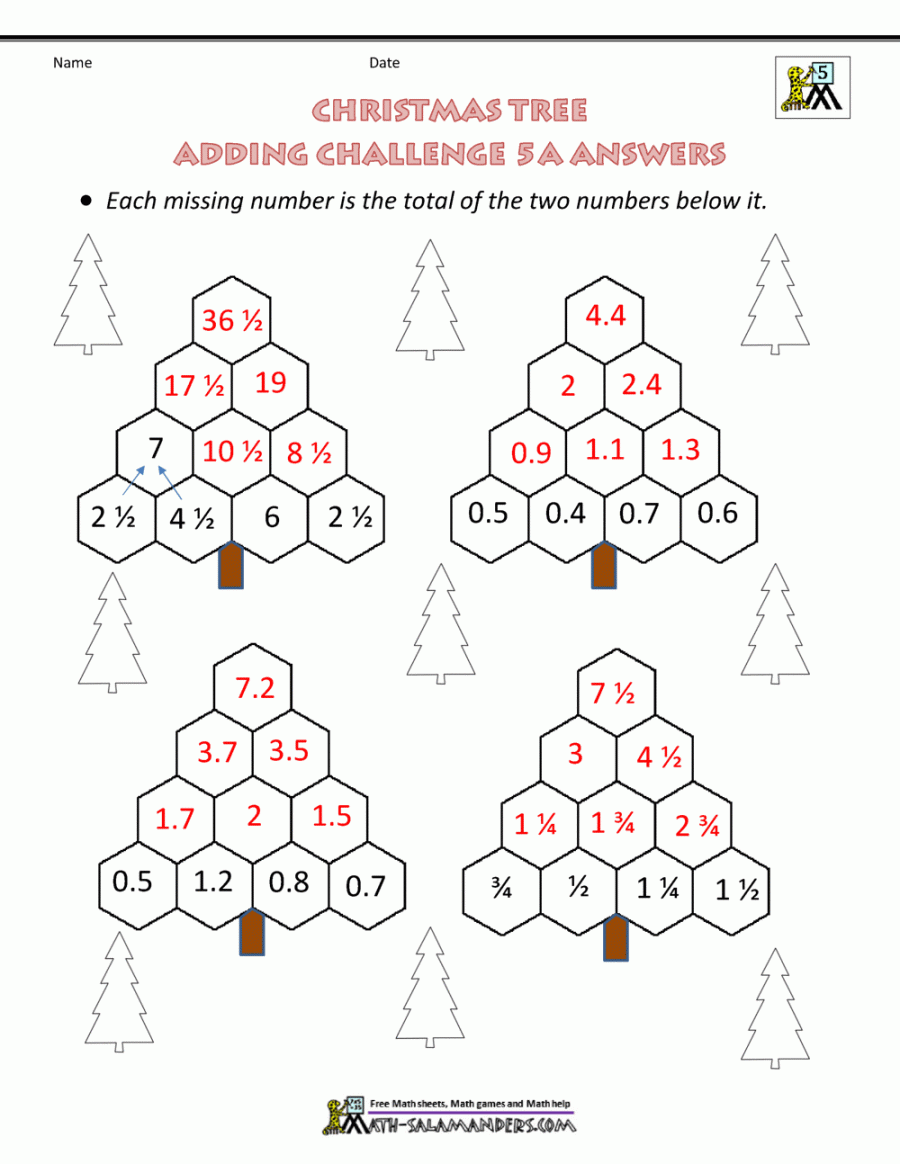 Christmas Math th Grade Worksheets