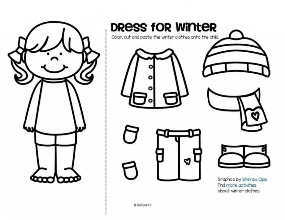 Clothes Worksheets Kindergarten  Preschool winter worksheets