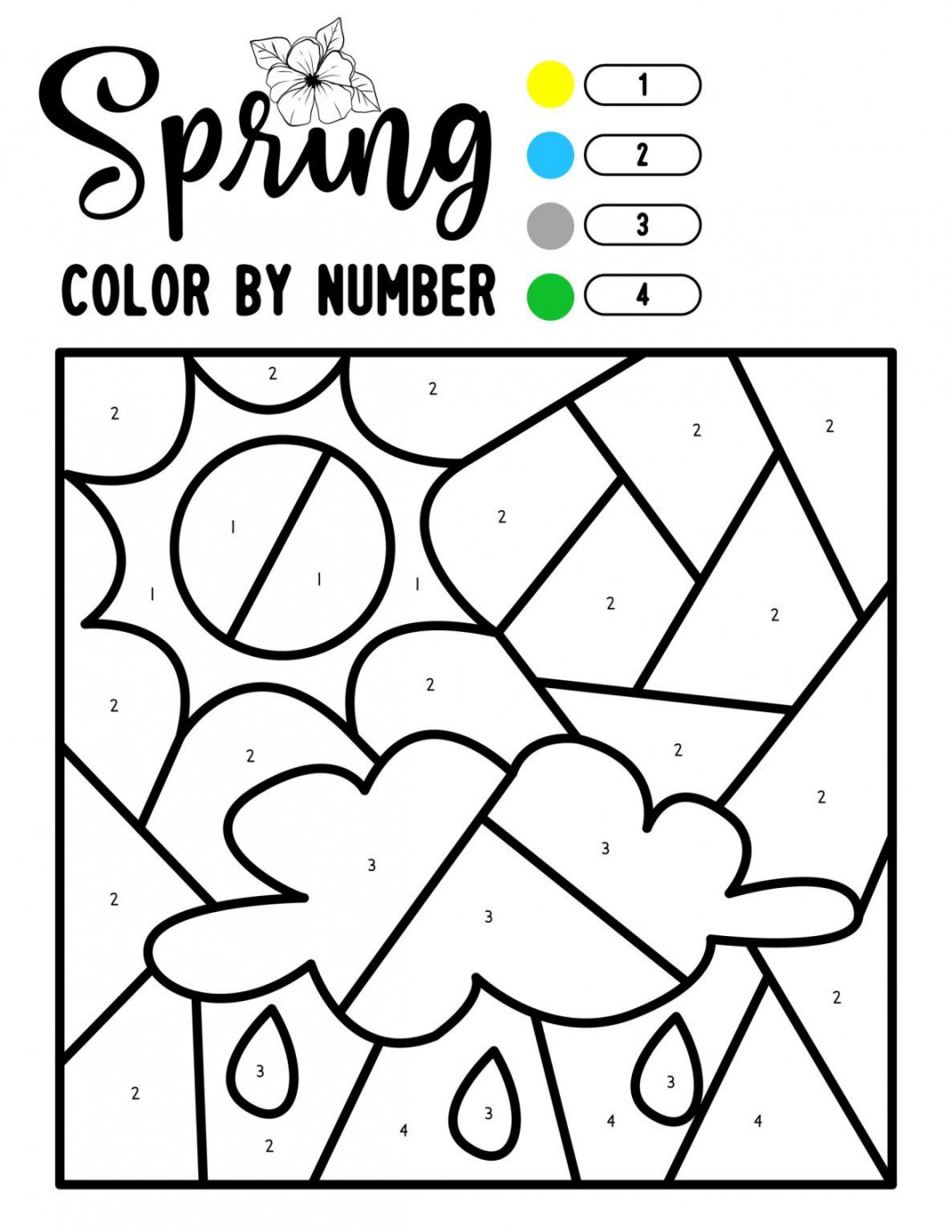 Color by Number Spring Coloring Pages  Spring coloring pages, Bee