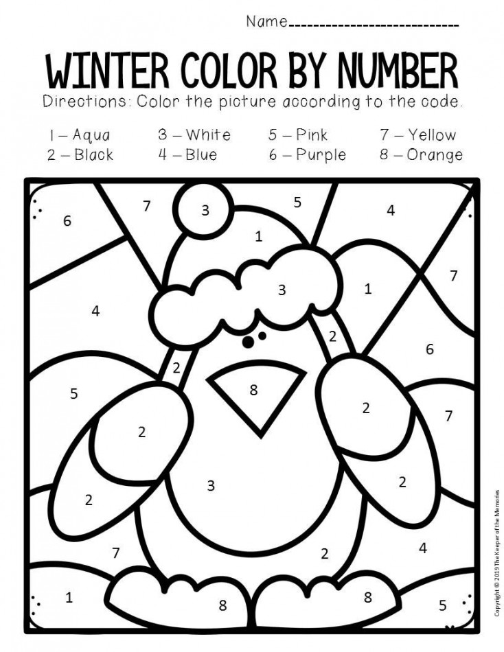 Color by Number Winter Preschool Worksheets  Winter preschool