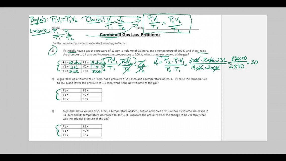 Combined Gas Law WS Answer Key Part