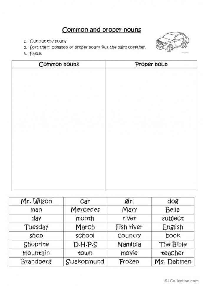 Common and proper nouns general gram: English ESL worksheets pdf