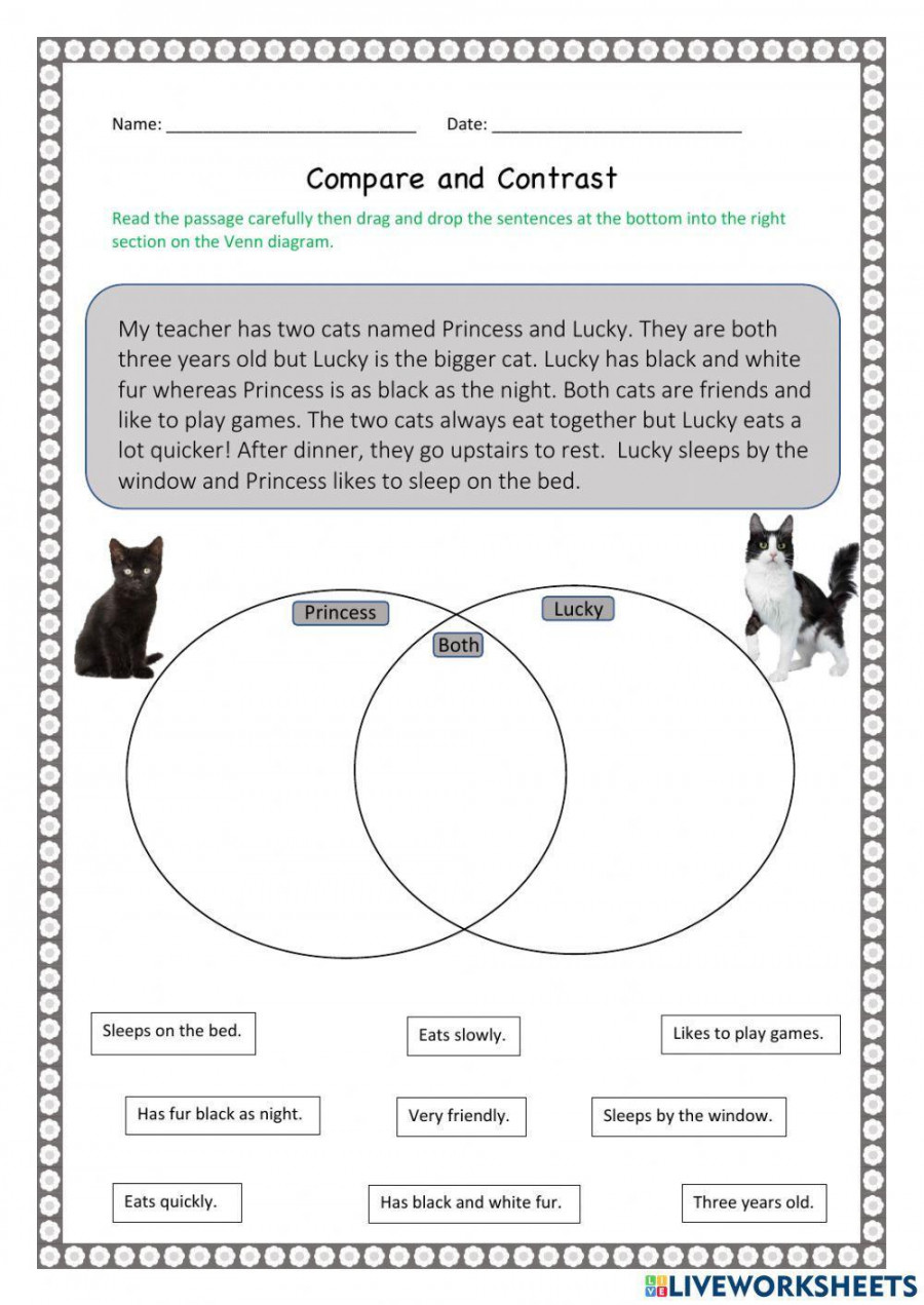 Compare and Contrast interactive worksheet for   Live Worksheets