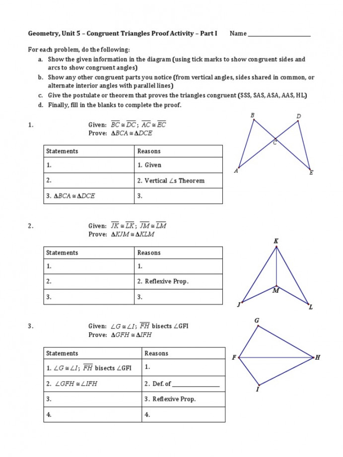 Congruent Triangles Proof Worksheet  PDF  Geometric Shapes