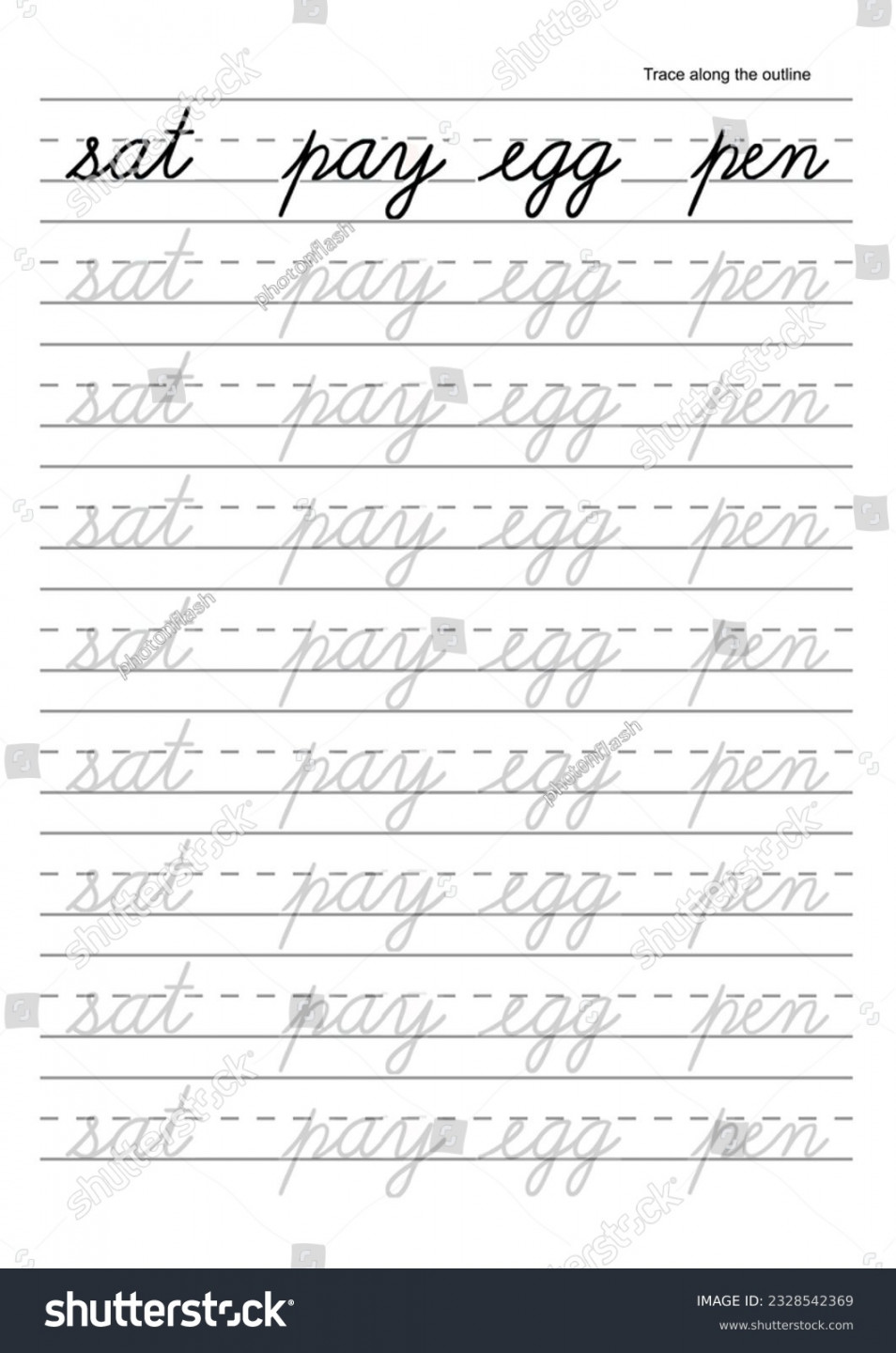 Cursive Writing Worksheets Images, Stock Photos, D objects