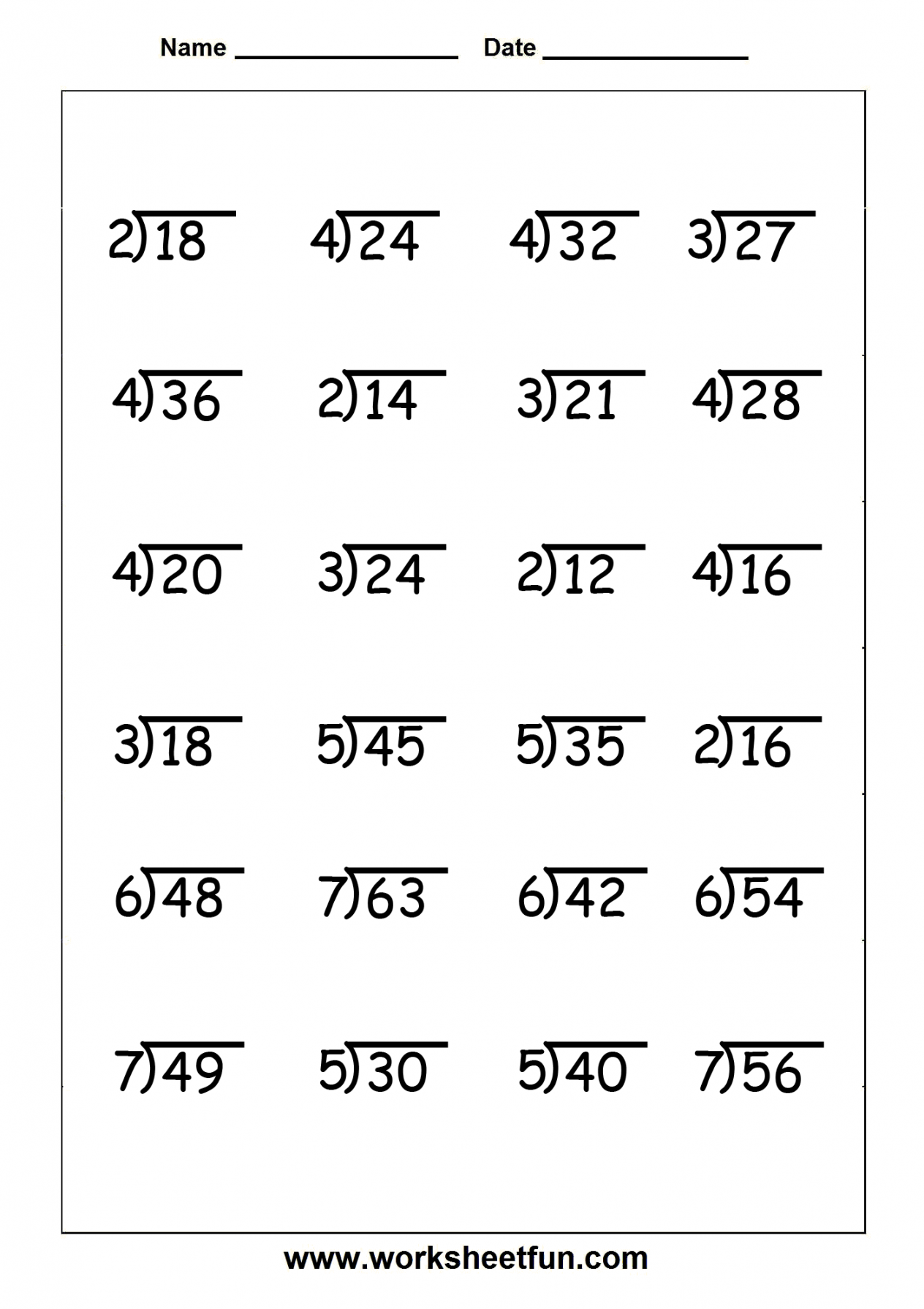 Division -  Worksheets  Free printable math worksheets, Math