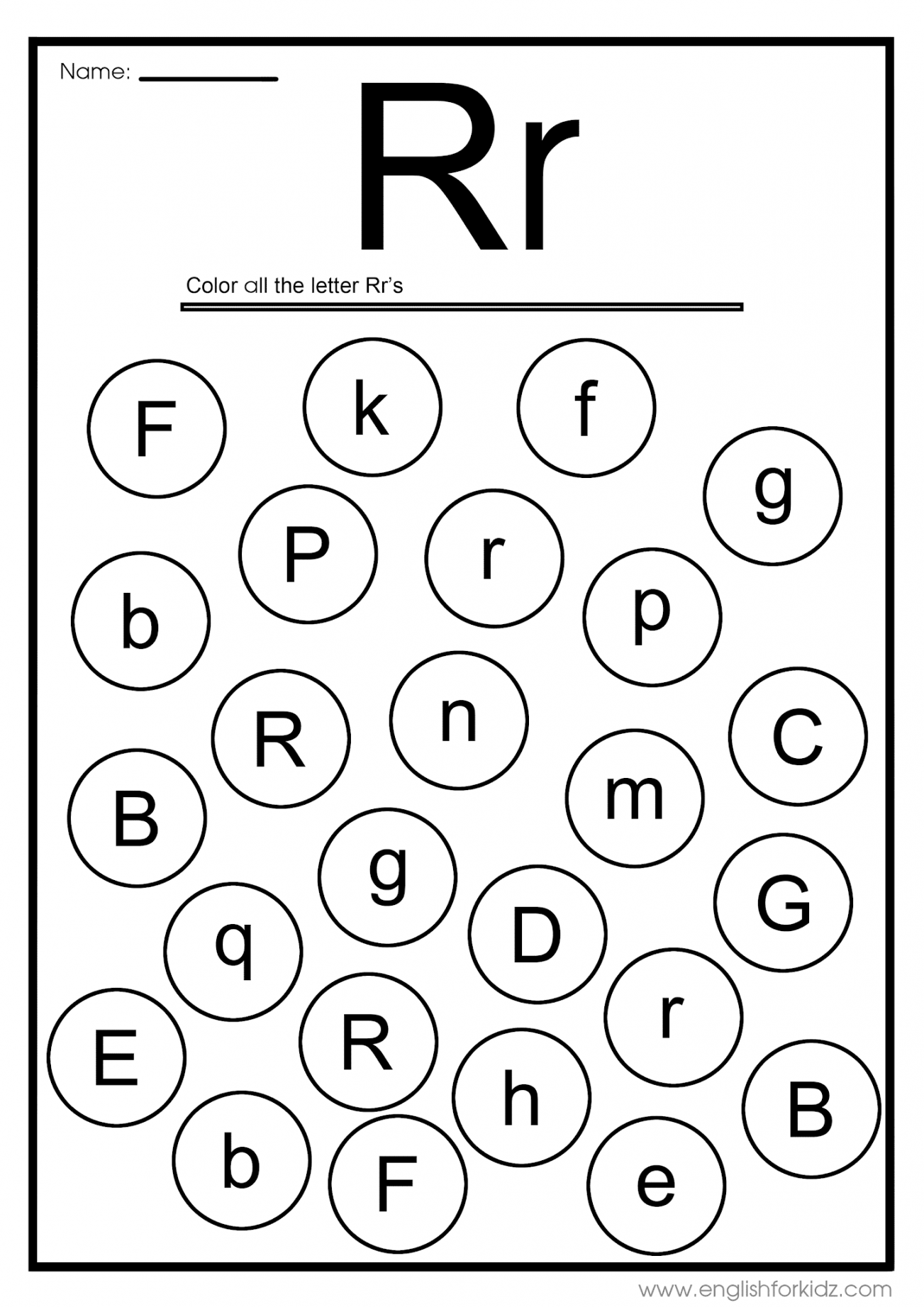 English for Kids Step by Step: Letter R Worksheets, Flash Cards