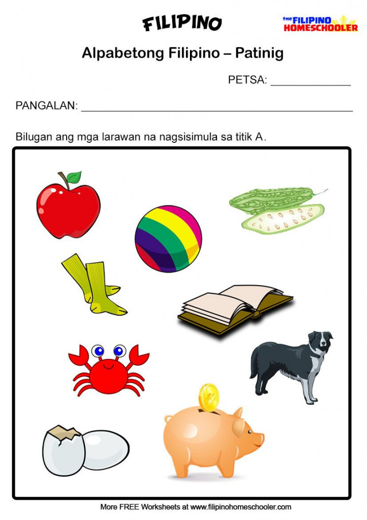 Filipino Worksheets - Patinig A  Alphabet worksheets preschool