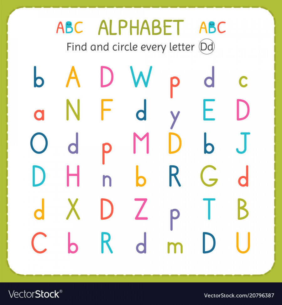 Find and circle every letter d worksheet Vector Image