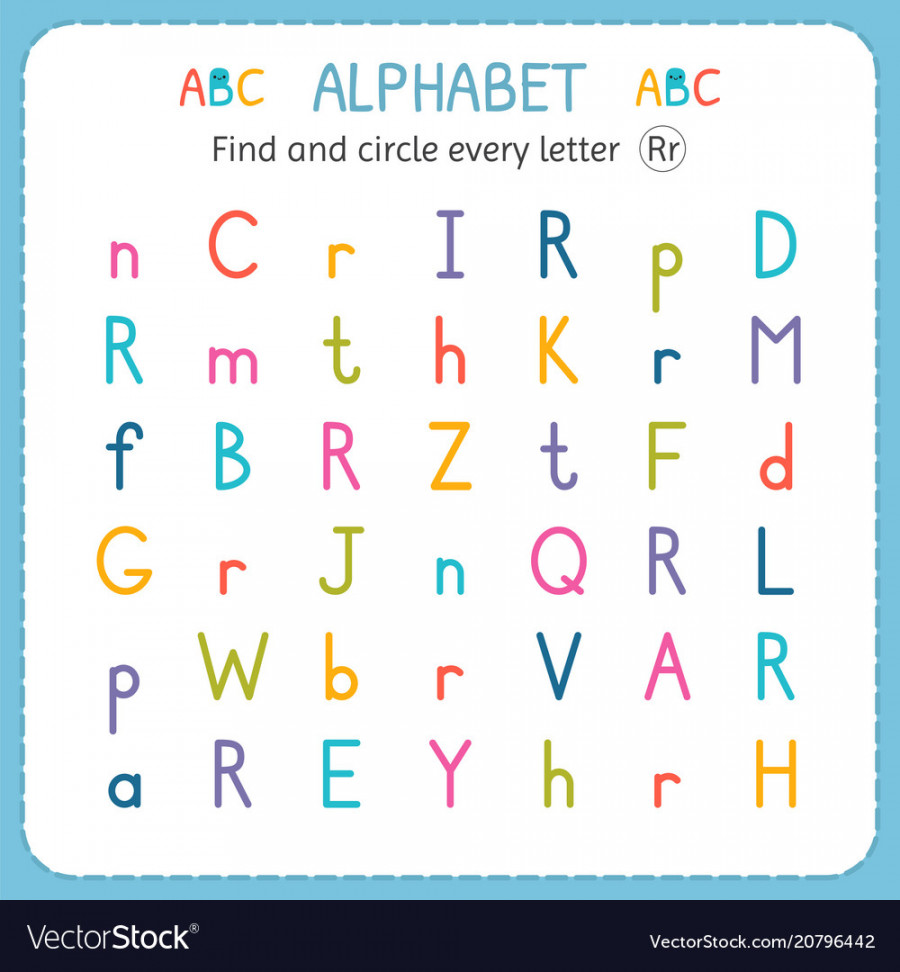 Find and circle every letter r worksheet Vector Image