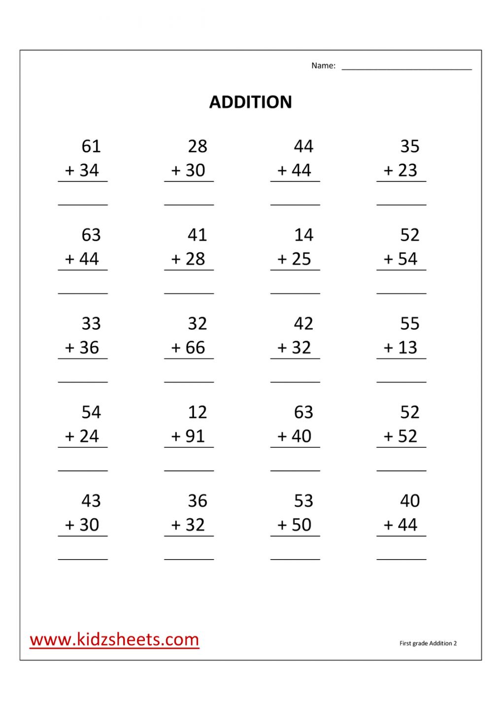 First Grade Math Addition Worksheets  Math addition worksheets