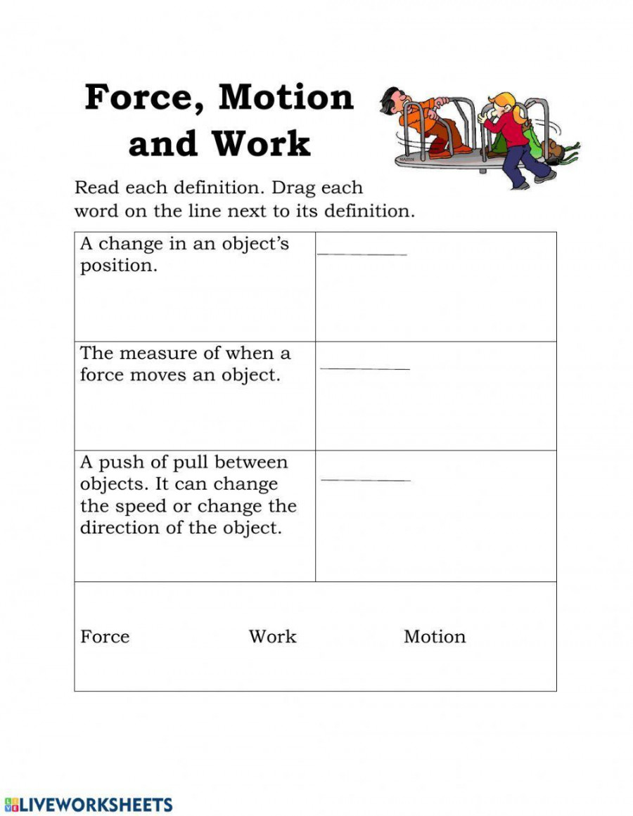 Force, Work and Motion worksheet  Live Worksheets