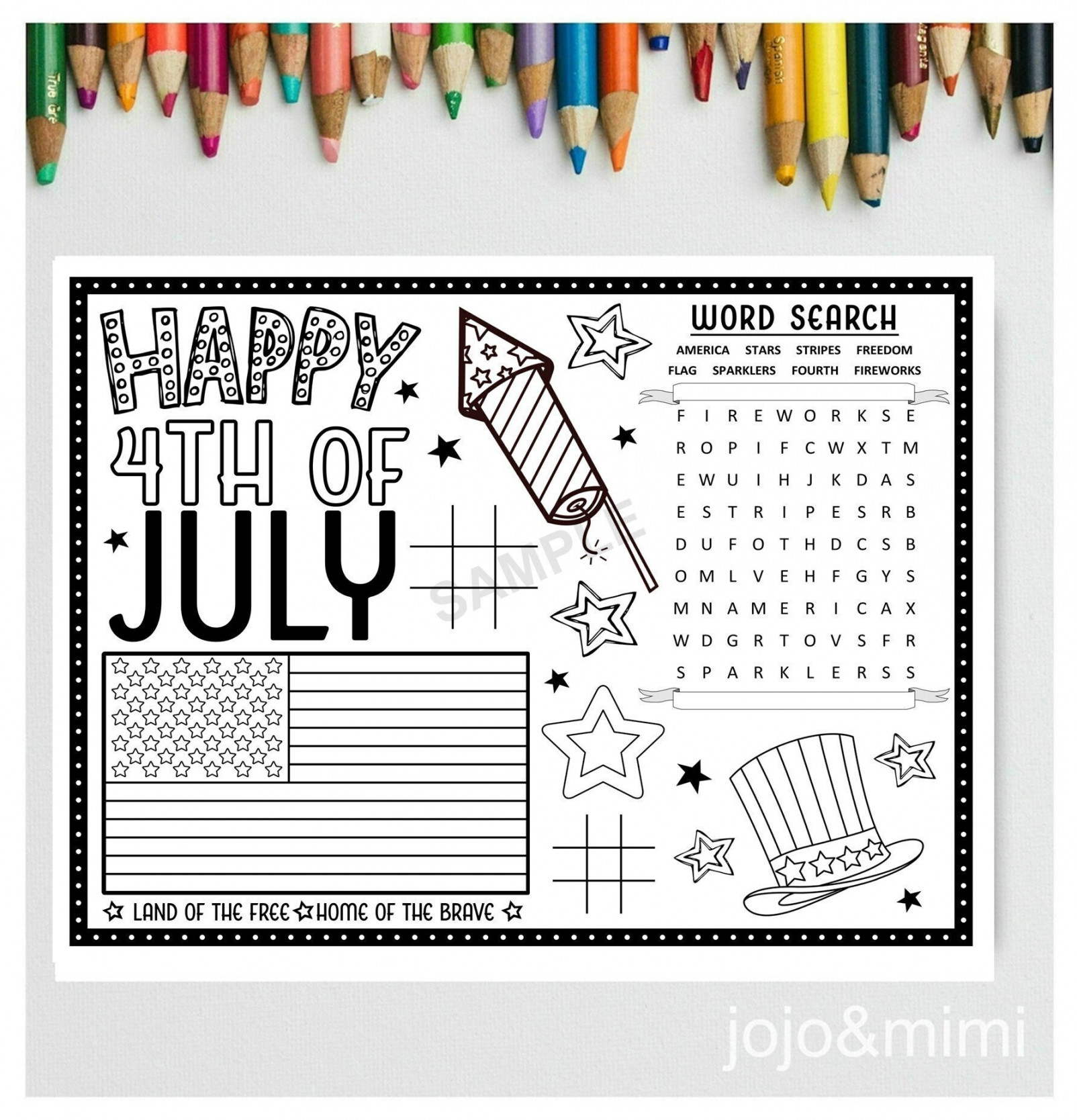 Fourth of July Activity Sheet th of July Coloring Tic Tac Toe - Etsy