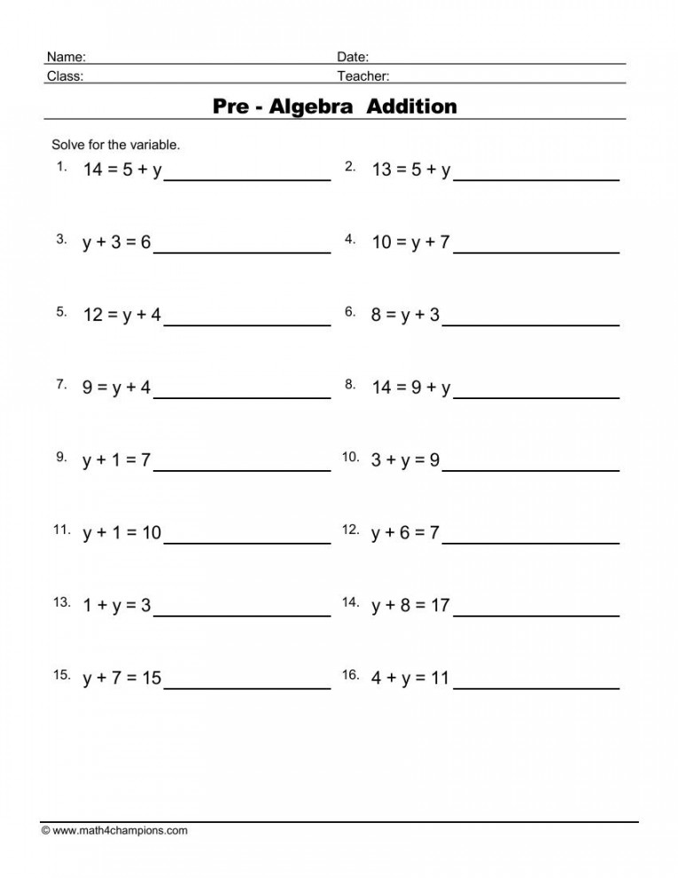 Free Algebra Worksheets pdf downloads  MATH ZONE FOR KIDS