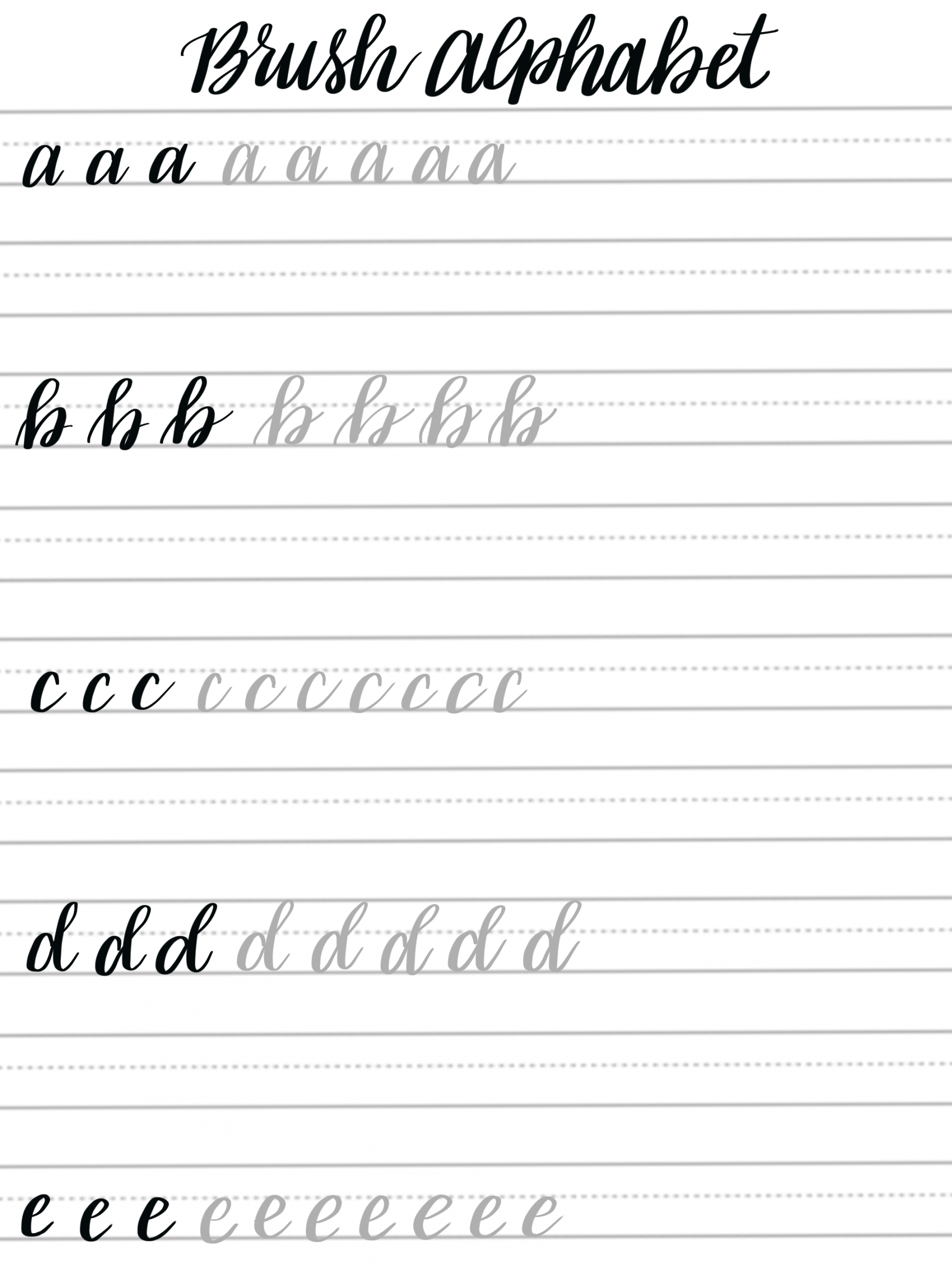 Free Brush Lettering Practice Sheets: Lowercase Alphabet -  Hand