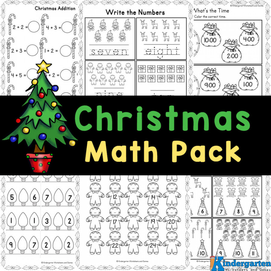 🎄 FREE Christmas Math Worksheets for Kindergarten