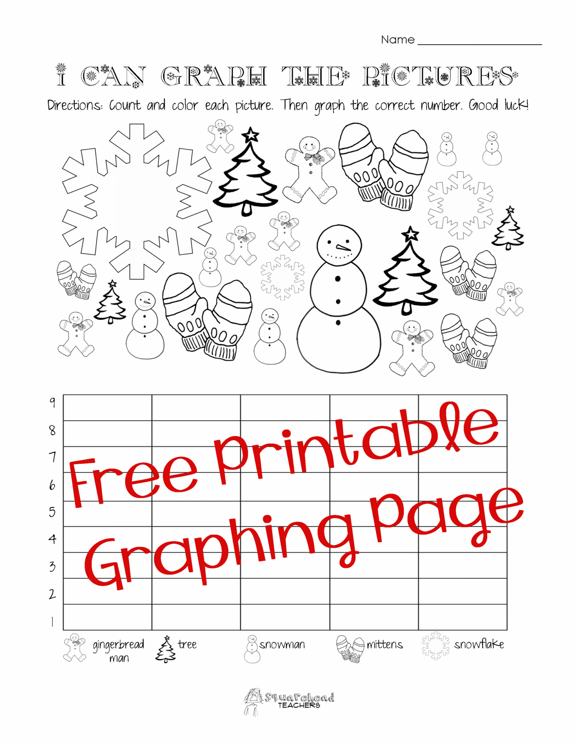 Free Christmas/Winter Graphing Worksheet (Kindergarten, First