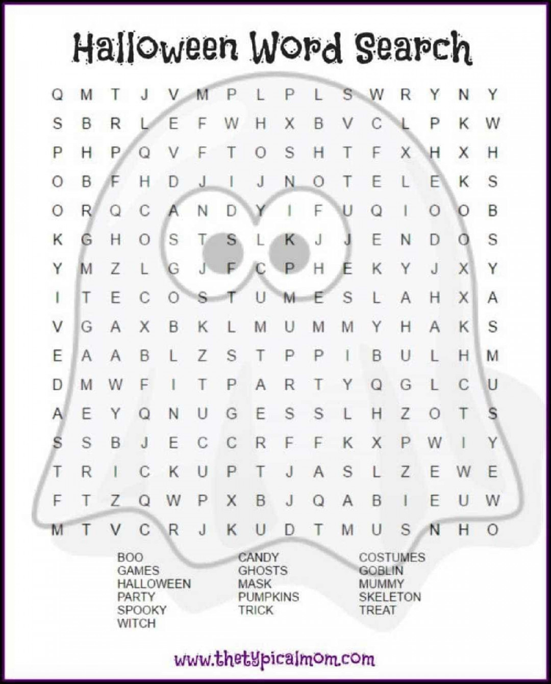 Free Halloween Word Search Printables for all Ages!