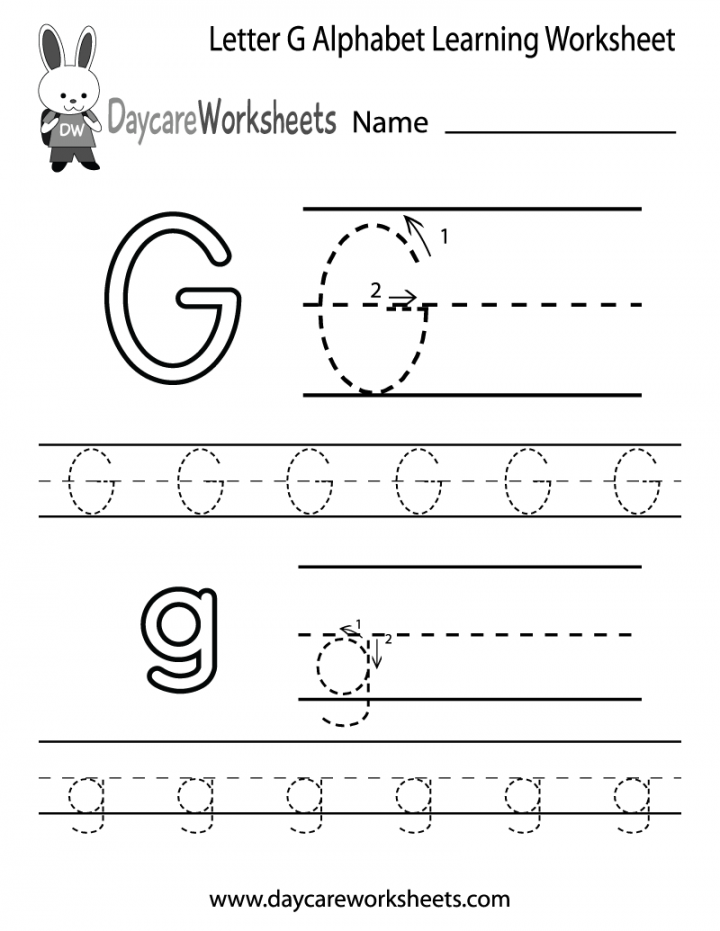 Free Letter G Alphabet Learning Worksheet for Preschool