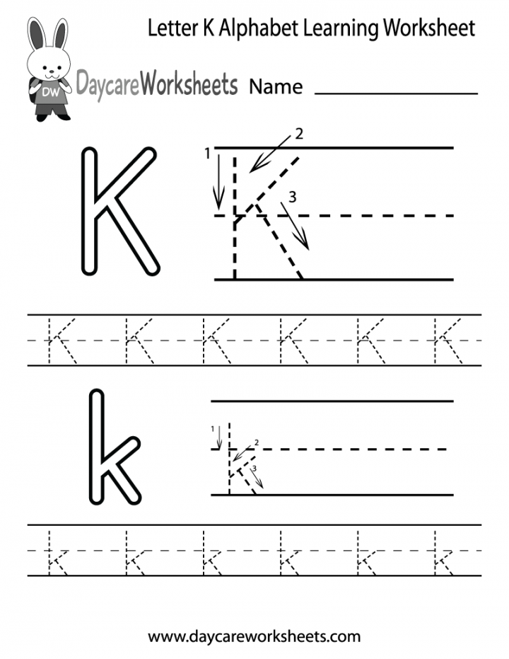 Free Letter K Alphabet Learning Worksheet for Preschool